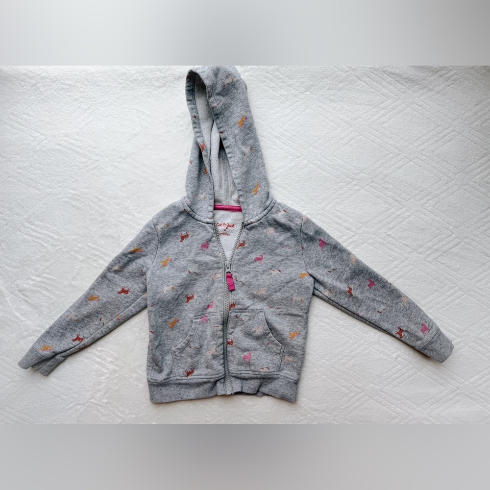 Cat & Jack Gray Hoodie with Colorful Animal Print